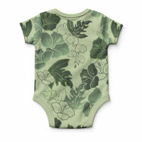 Vesuvian Green Aloha Hawaii Hibiscus Orchid Seamless Baby Onesie