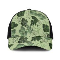Vesuvian Green Aloha Hawaii Hibiscus Orchid Seamless Baseball Net Cap