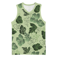 Vesuvian Green Aloha Hawaii Hibiscus Orchid Seamless Basketball Jersey