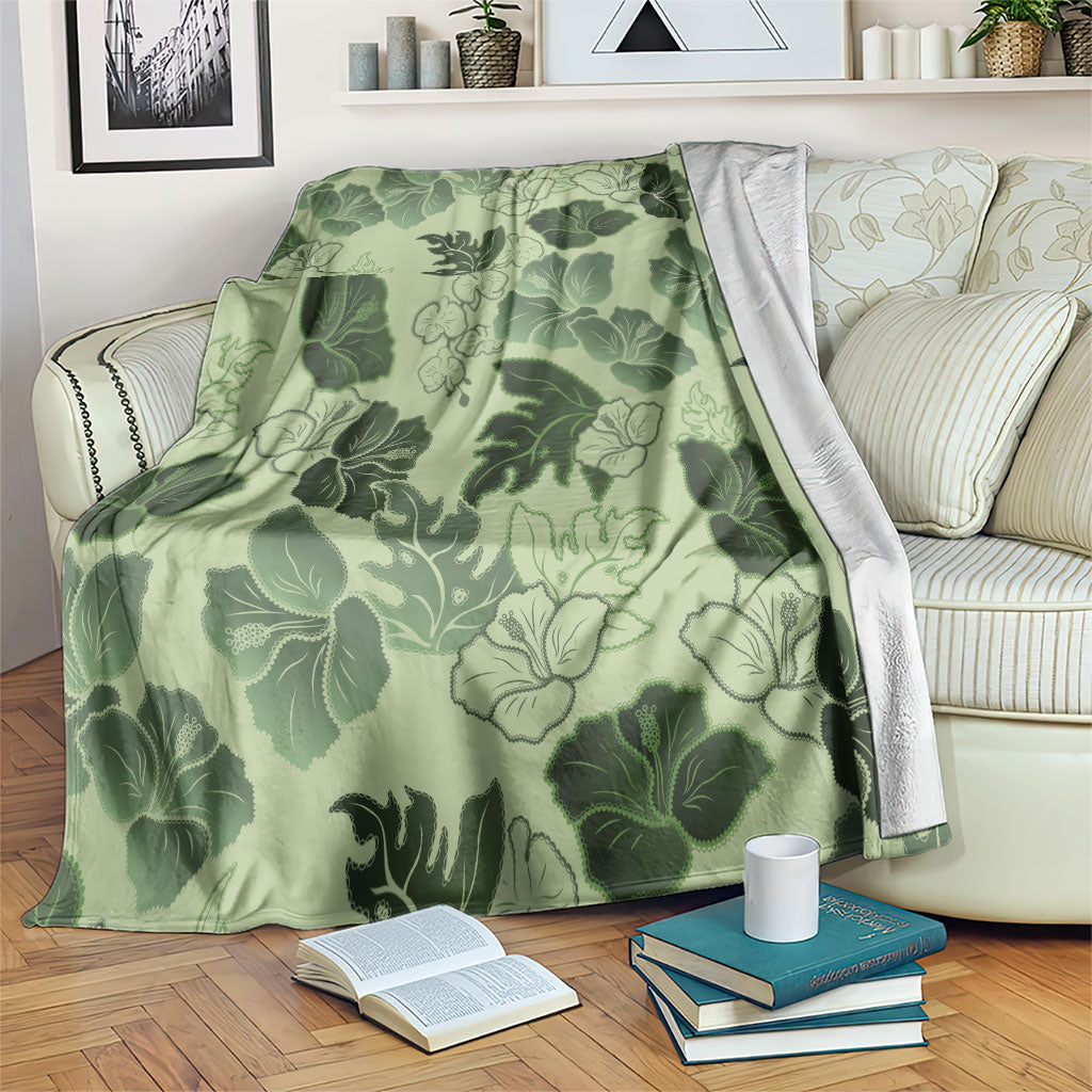Vesuvian Green Aloha Hawaii Hibiscus Orchid Seamless Blanket