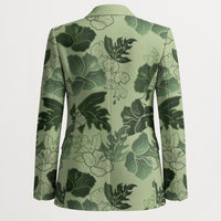 Vesuvian Green Aloha Hawaii Hibiscus Orchid Seamless Blazer