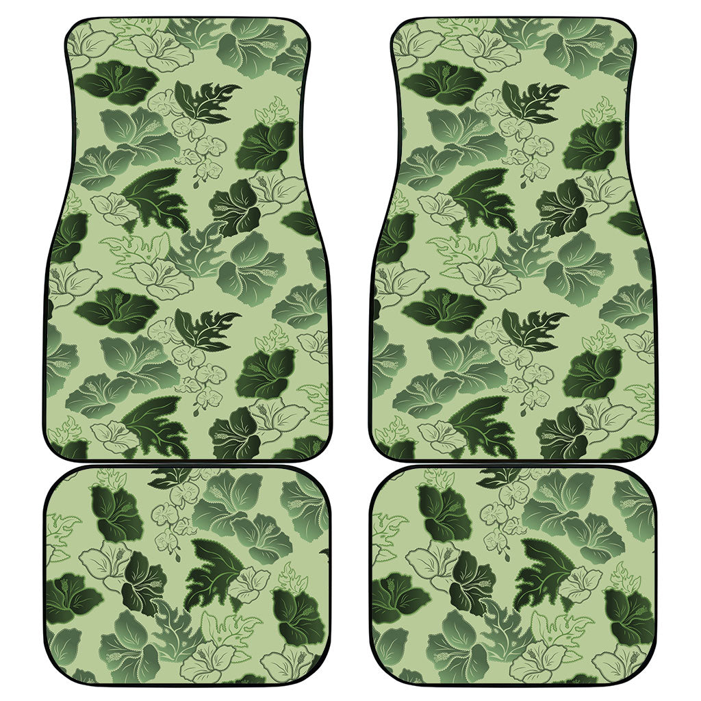 Vesuvian Green Aloha Hawaii Hibiscus Orchid Seamless Car Mats
