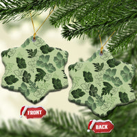 Vesuvian Green Aloha Hawaii Hibiscus Orchid Seamless Ceramic Ornament