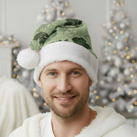 Vesuvian Green Aloha Hawaii Hibiscus Orchid Seamless Christmas Santa Hat