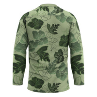Vesuvian Green Aloha Hawaii Hibiscus Orchid Seamless Hockey Jersey
