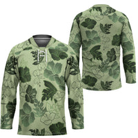 Vesuvian Green Aloha Hawaii Hibiscus Orchid Seamless Hockey Jersey