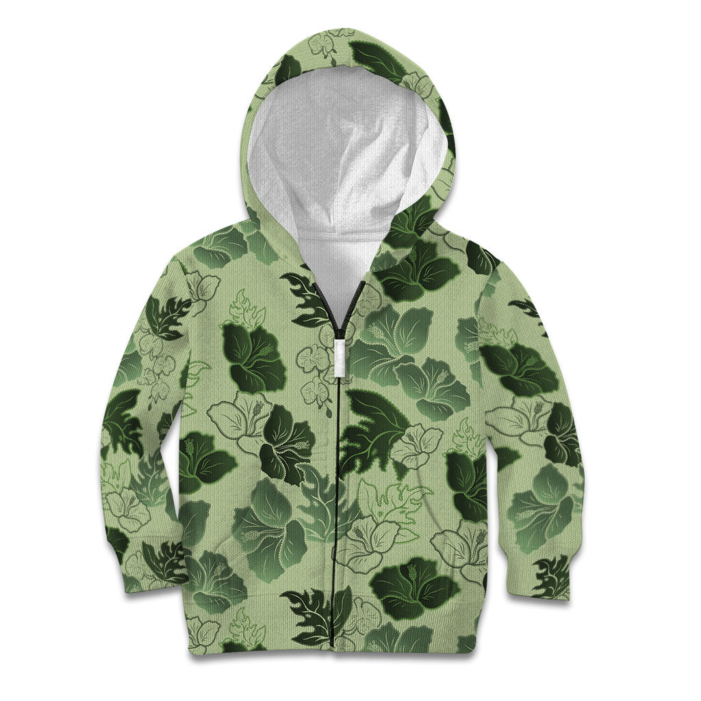 Vesuvian Green Aloha Hawaii Hibiscus Orchid Seamless Kid Hoodie