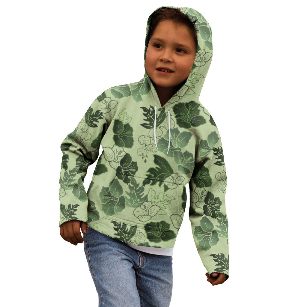 Vesuvian Green Aloha Hawaii Hibiscus Orchid Seamless Kid Hoodie