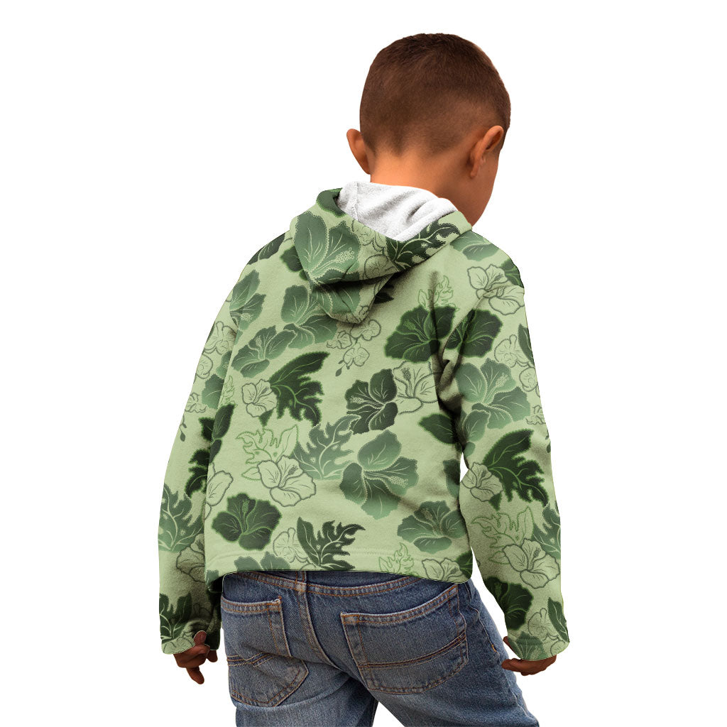 Vesuvian Green Aloha Hawaii Hibiscus Orchid Seamless Kid Hoodie