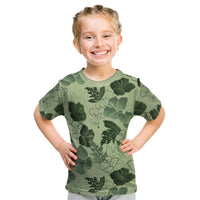 Vesuvian Green Aloha Hawaii Hibiscus Orchid Seamless Kid T Shirt