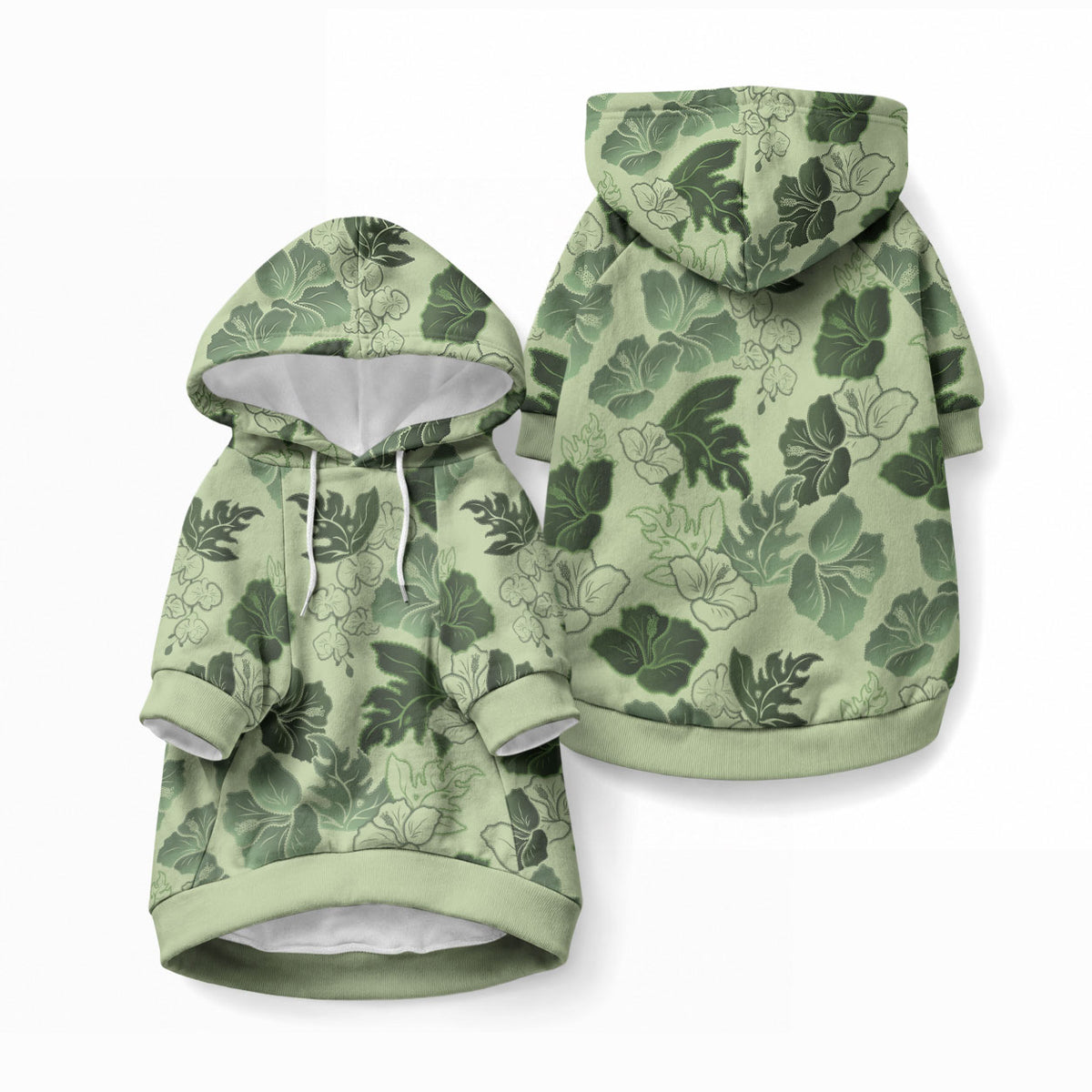 Vesuvian Green Aloha Hawaii Hibiscus Orchid Seamless Pet Hoodie