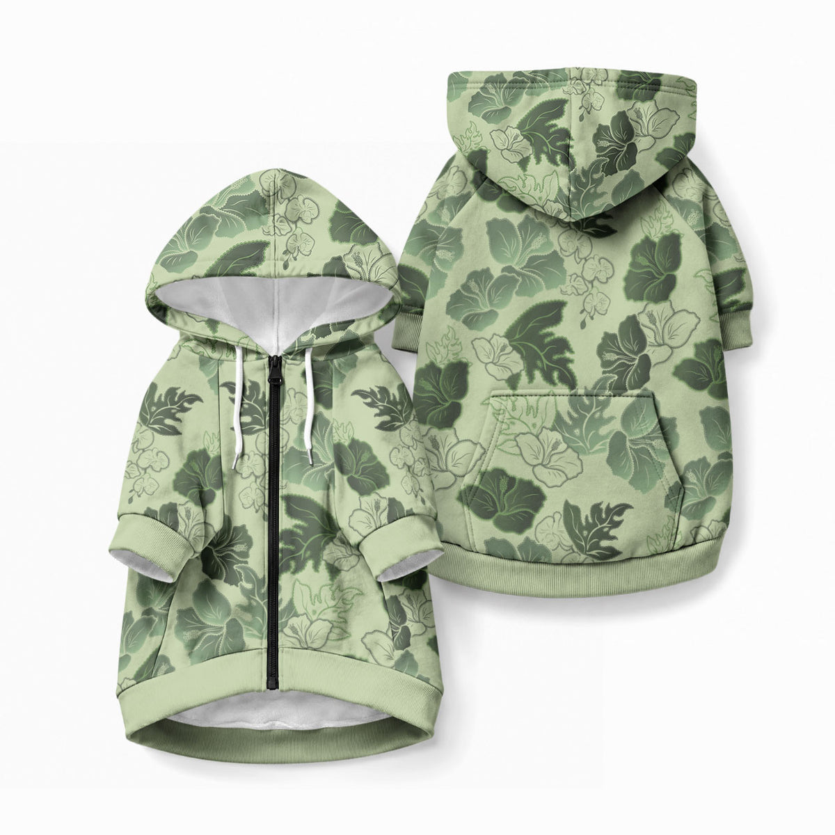 Vesuvian Green Aloha Hawaii Hibiscus Orchid Seamless Pet Hoodie
