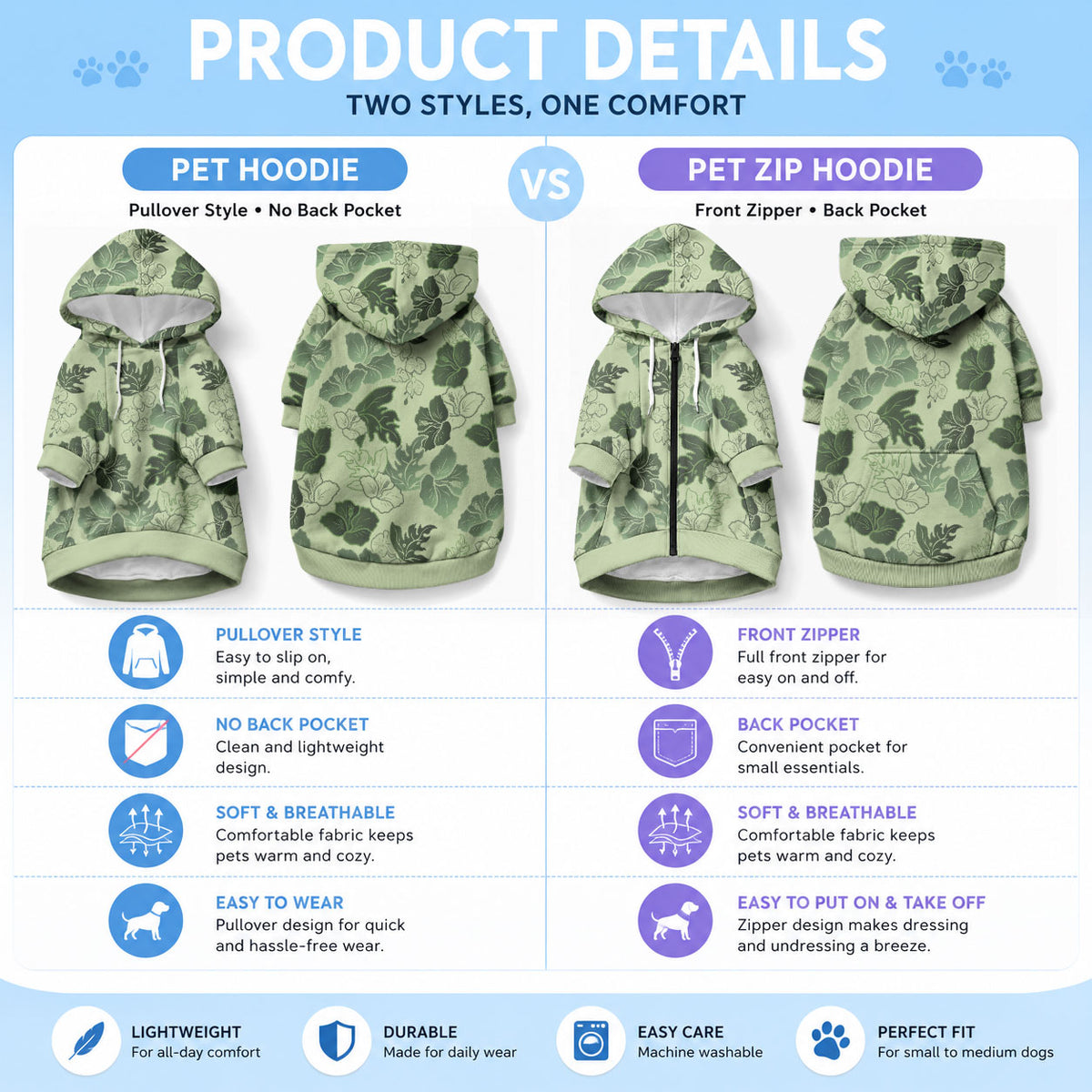 Vesuvian Green Aloha Hawaii Hibiscus Orchid Seamless Pet Hoodie