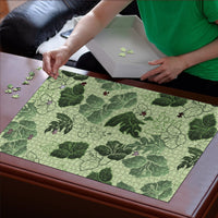 Vesuvian Green Aloha Hawaii Hibiscus Orchid Seamless Puzzle