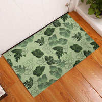 Vesuvian Green Aloha Hawaii Hibiscus Orchid Seamless Rubber Doormat