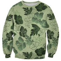 Vesuvian Green Aloha Hawaii Hibiscus Orchid Seamless Sweatshirt