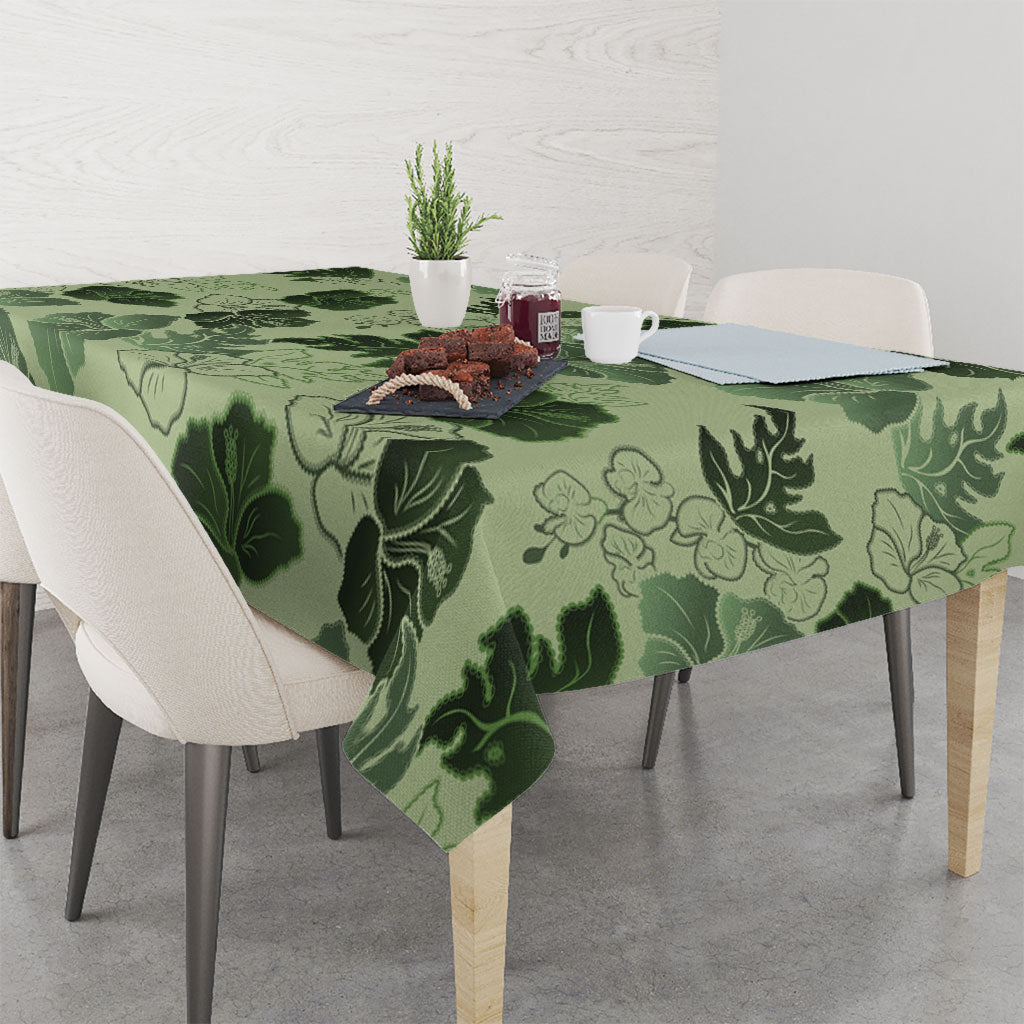 Vesuvian Green Aloha Hawaii Hibiscus Orchid Seamless Tablecloth