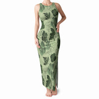 Vesuvian Green Aloha Hawaii Hibiscus Orchid Seamless Tank Maxi Dress