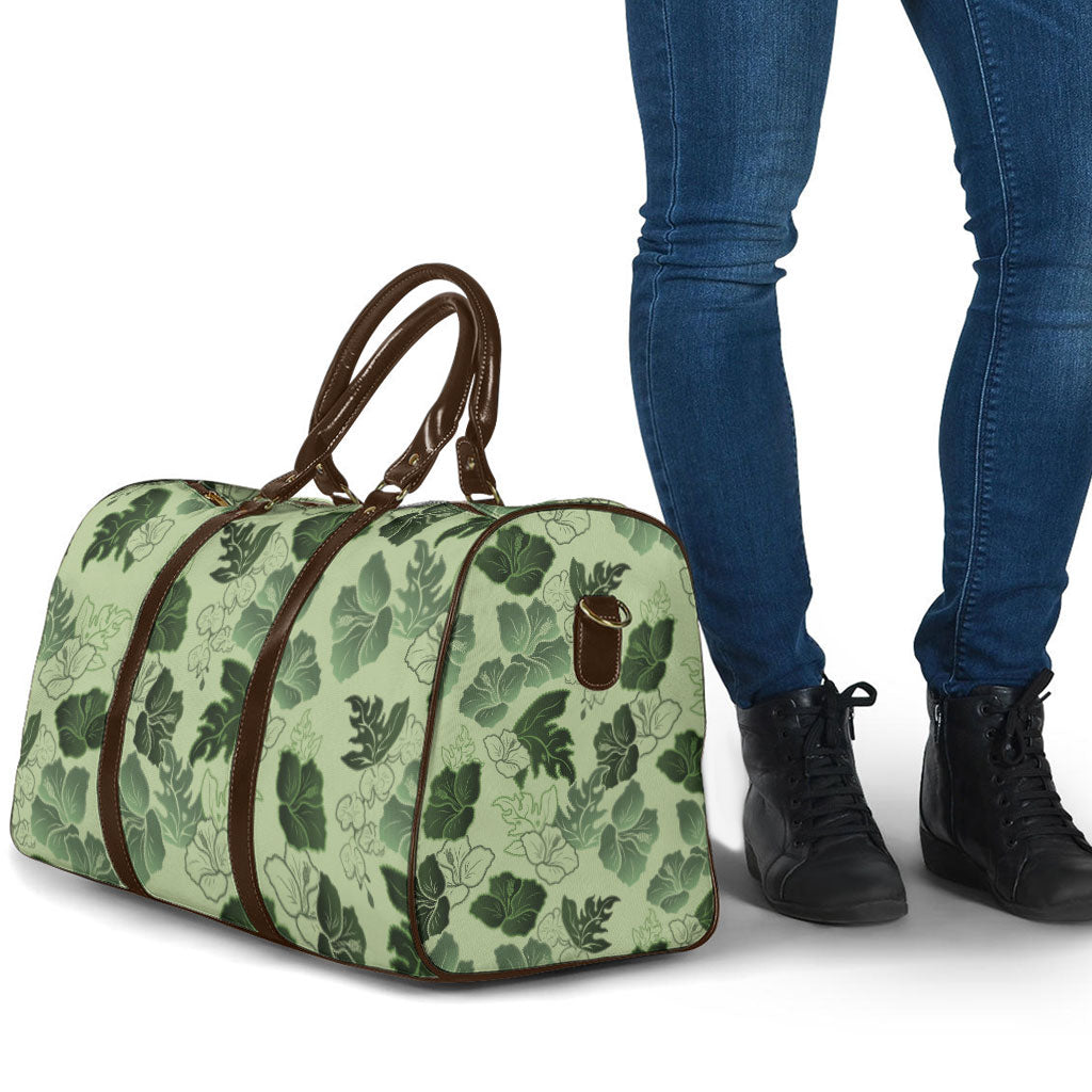 Vesuvian Green Aloha Hawaii Hibiscus Orchid Seamless Travel Bag