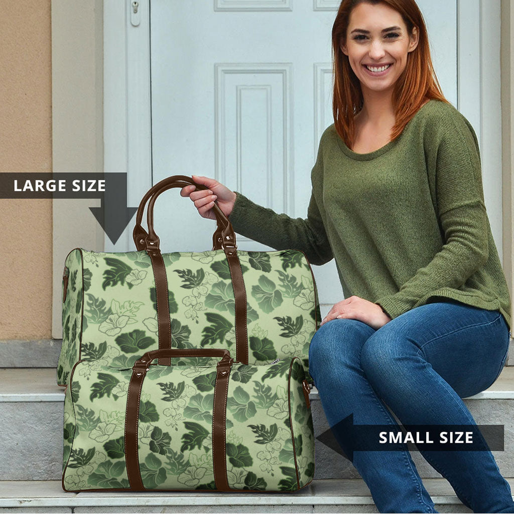 Vesuvian Green Aloha Hawaii Hibiscus Orchid Seamless Travel Bag