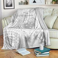 Samoa White Sunday Blanket Manuia le Aso Sa o Tamaiti Polynesian Plumeria LT14 - Polynesian Pride