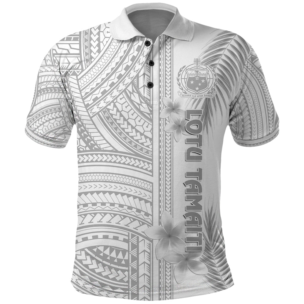 Samoa White Sunday Polo Shirt Manuia le Aso Sa o Tamaiti Polynesian Plumeria LT14 White - Polynesian Pride