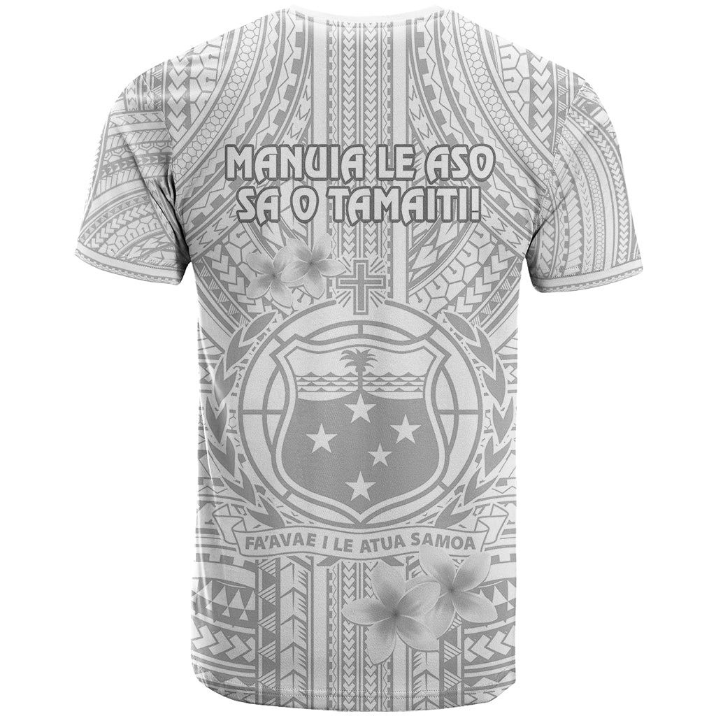 Samoa White Sunday T Shirt Manuia le Aso Sa o Tamaiti Polynesian Plumeria LT14 - Polynesian Pride