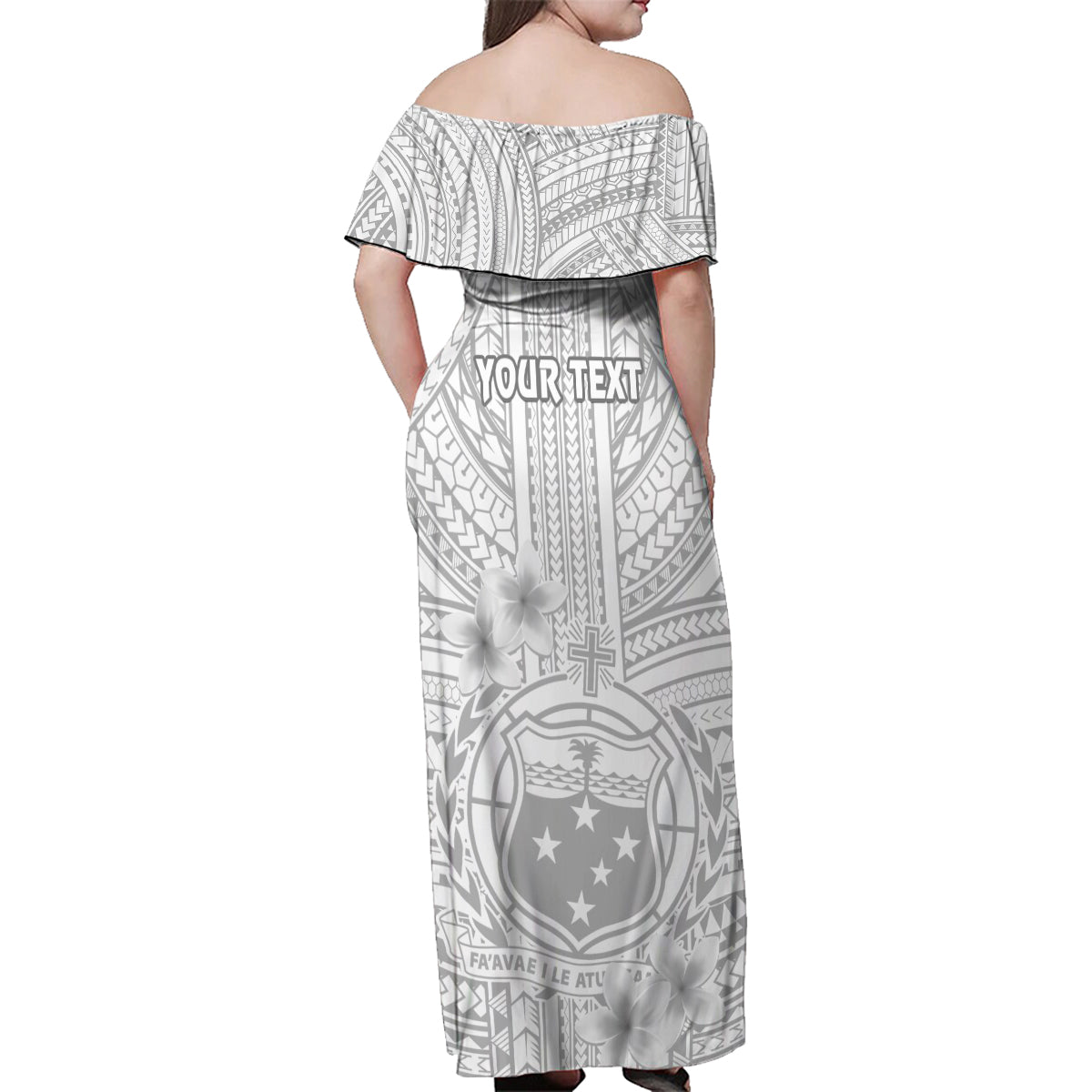 personalised-samoa-white-sunday-family-matching-off-shoulder-maxi-dress-and-hawaiian-shirt-manuia-le-aso-sa-o-tamaiti-polynesian-plumeria