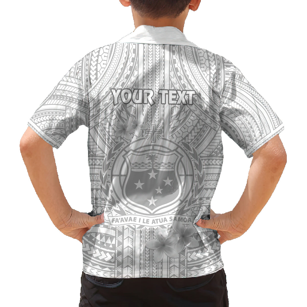 Personalised Samoa White Sunday Family Matching Puletasi Dress and Hawaiian Shirt Manuia le Aso Sa o Tamaiti Polynesian Plumeria LT14 - Polynesian Pride