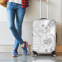 Personalised Samoa White Sunday Luggage Cover Manuia le Aso Sa o Tamaiti Polynesian Plumeria LT14 - Polynesian Pride