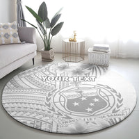Personalised Samoa White Sunday Round Carpet Manuia le Aso Sa o Tamaiti Polynesian Plumeria LT14 - Polynesian Pride