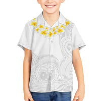 Samoa White Sunday Kid Hawaiian Shirt Lotu Tamaiti 2023 With Coat Of Arms LT14 Kid White - Polynesian Pride