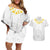 Personalised Samoa White Sunday Couples Matching Off Shoulder Short Dress and Hawaiian Shirt Lotu Tamaiti 2023 With Coat Of Arms LT14 White - Polynesian Pride