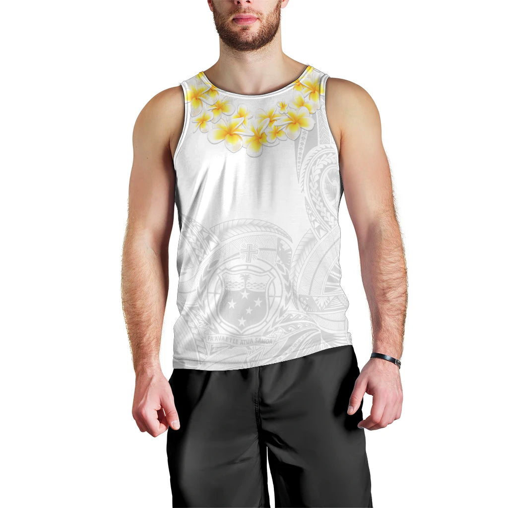 Personalised Samoa White Sunday Men Tank Top Lotu Tamaiti 2023 With Coat Of Arms LT14 - Polynesian Pride