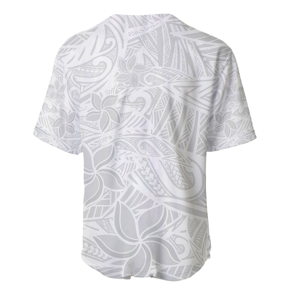 Polynesia White Sunday Baseball Jersey Polynesian Pattern With Tropical Flowers LT14 - Polynesian Pride