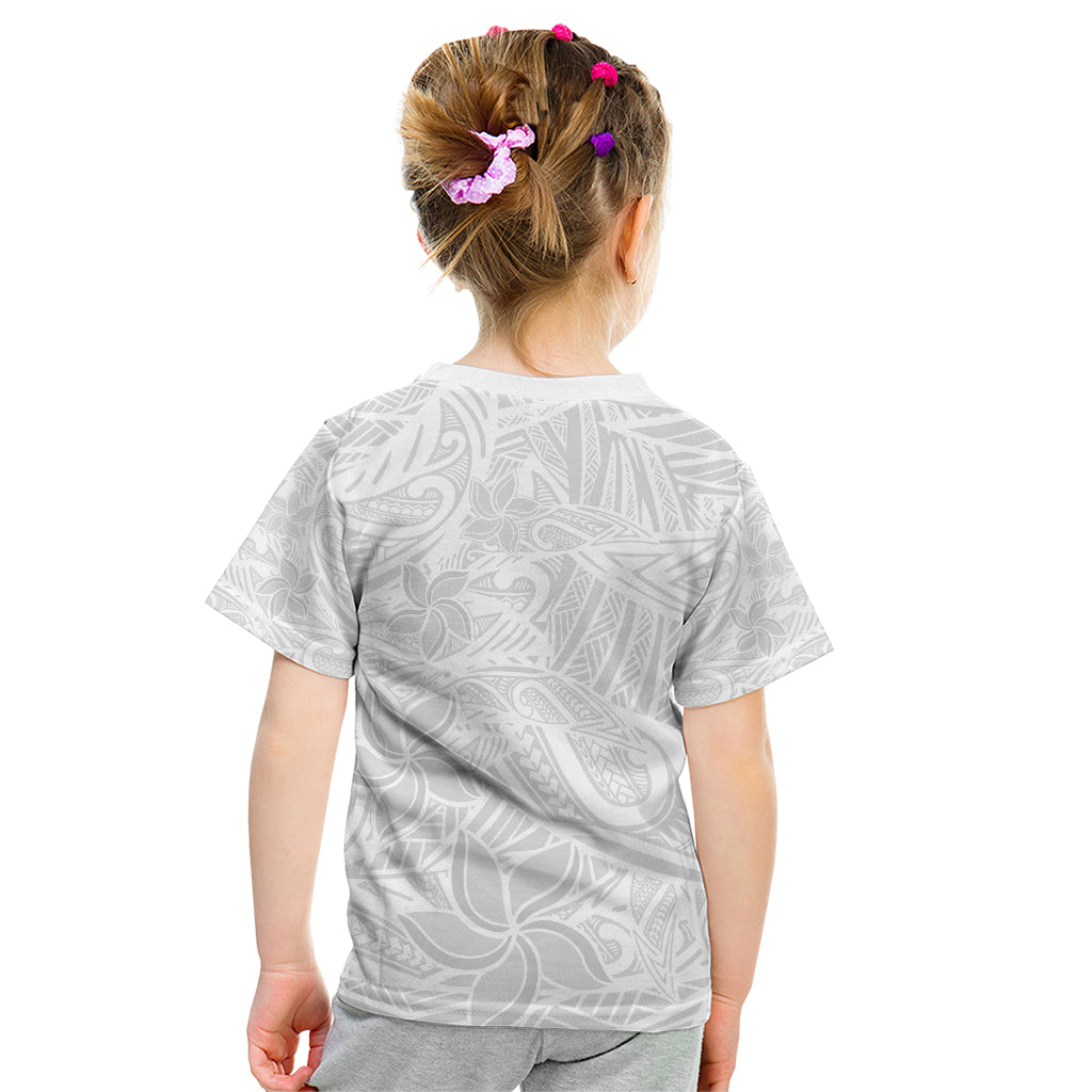 Polynesia White Sunday Kid T Shirt Polynesian Pattern With Tropical Flowers LT14 - Polynesian Pride