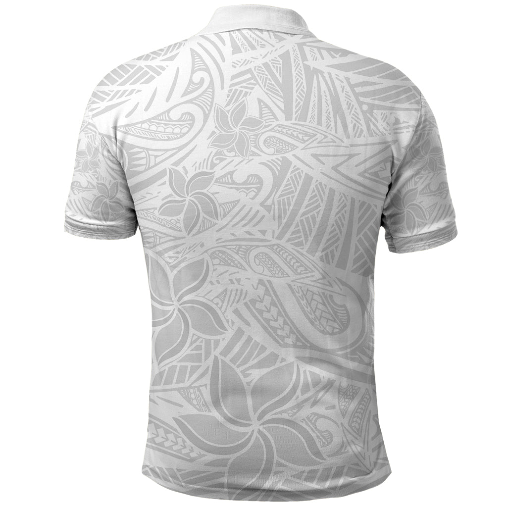 Polynesia White Sunday Polo Shirt Polynesian Pattern With Tropical Flowers LT14 - Polynesian Pride