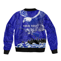 Personalised American Samoa Fautasi Race Bomber Jacket Eagle With Polynesian Pattern LT14 - Polynesian Pride