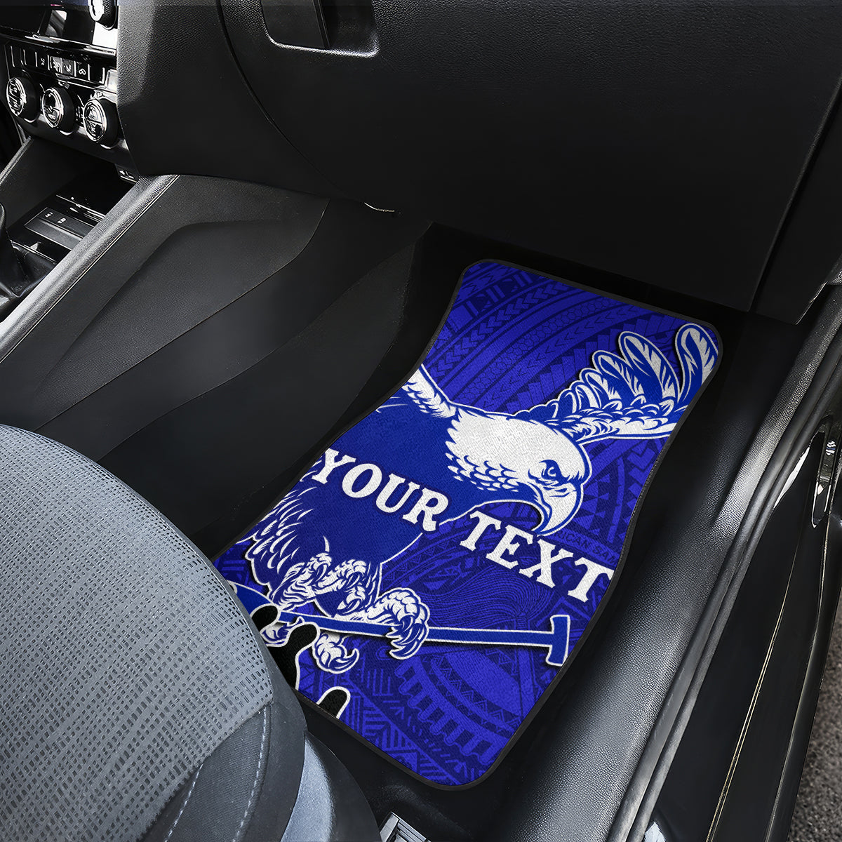 Personalised American Samoa Fautasi Race Car Mats Eagle With Polynesian Pattern LT14 - Polynesian Pride