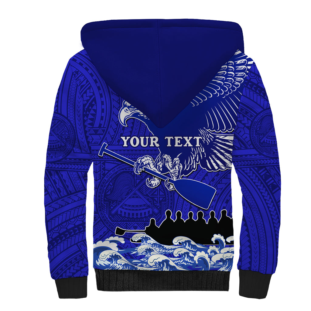 Personalised American Samoa Fautasi Race Sherpa Hoodie Eagle With Polynesian Pattern LT14 - Polynesian Pride