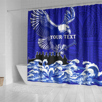 Personalised American Samoa Fautasi Race Shower Curtain Eagle With Polynesian Pattern LT14 - Polynesian Pride