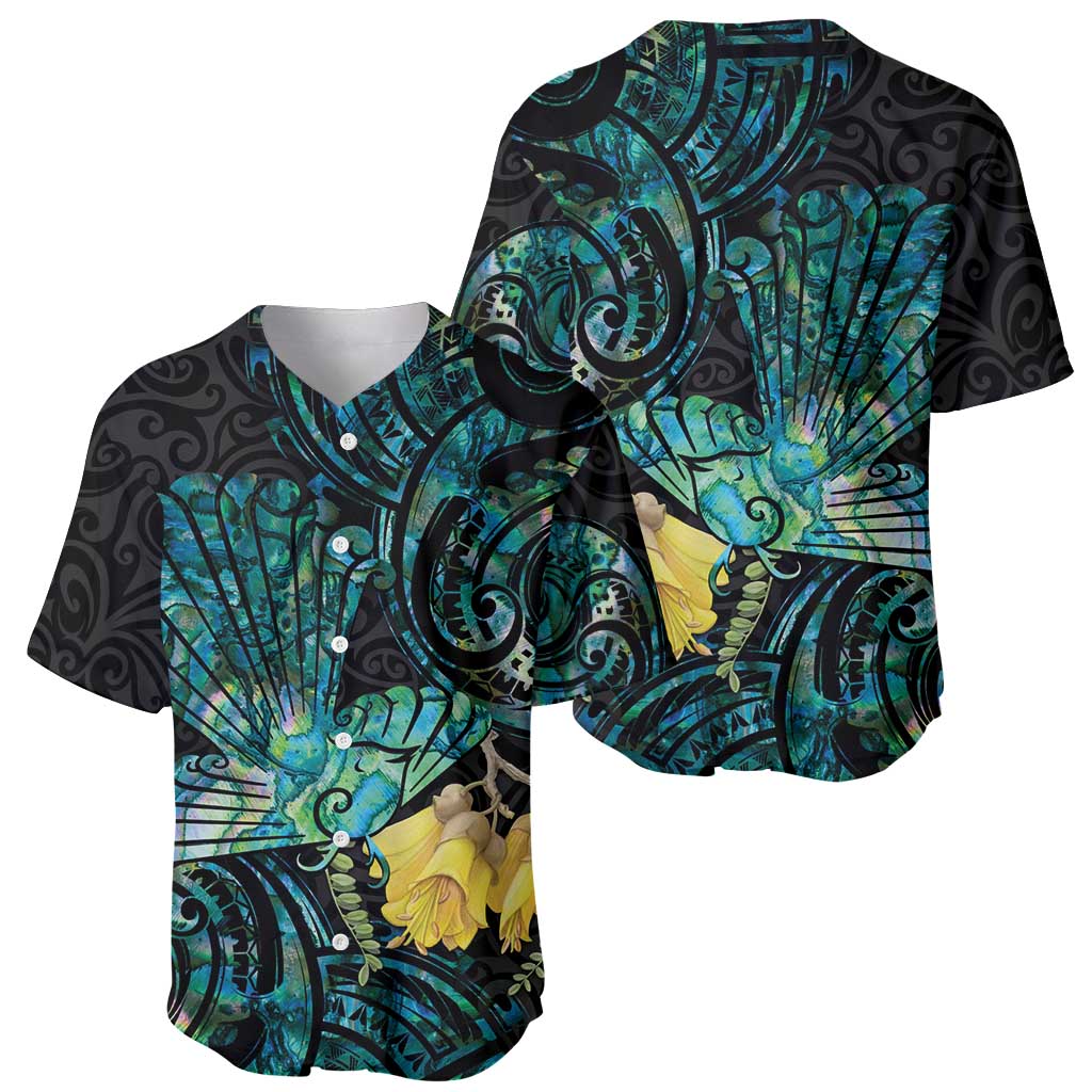 New Zealand Fantail Bird Baseball Jersey Maori Piwakawaka Kowhai - Paua Shell Pattern LT14 - Polynesian Pride