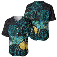 New Zealand Fantail Bird Baseball Jersey Maori Piwakawaka Kowhai - Paua Shell Pattern LT14 - Polynesian Pride