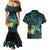 New Zealand Fantail Bird Couples Matching Mermaid Dress and Hawaiian Shirt Maori Piwakawaka Kowhai - Paua Shell Pattern