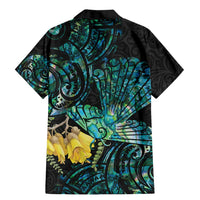 New Zealand Fantail Bird Family Matching Mermaid Dress and Hawaiian Shirt Maori Piwakawaka Kowhai - Paua Shell Pattern