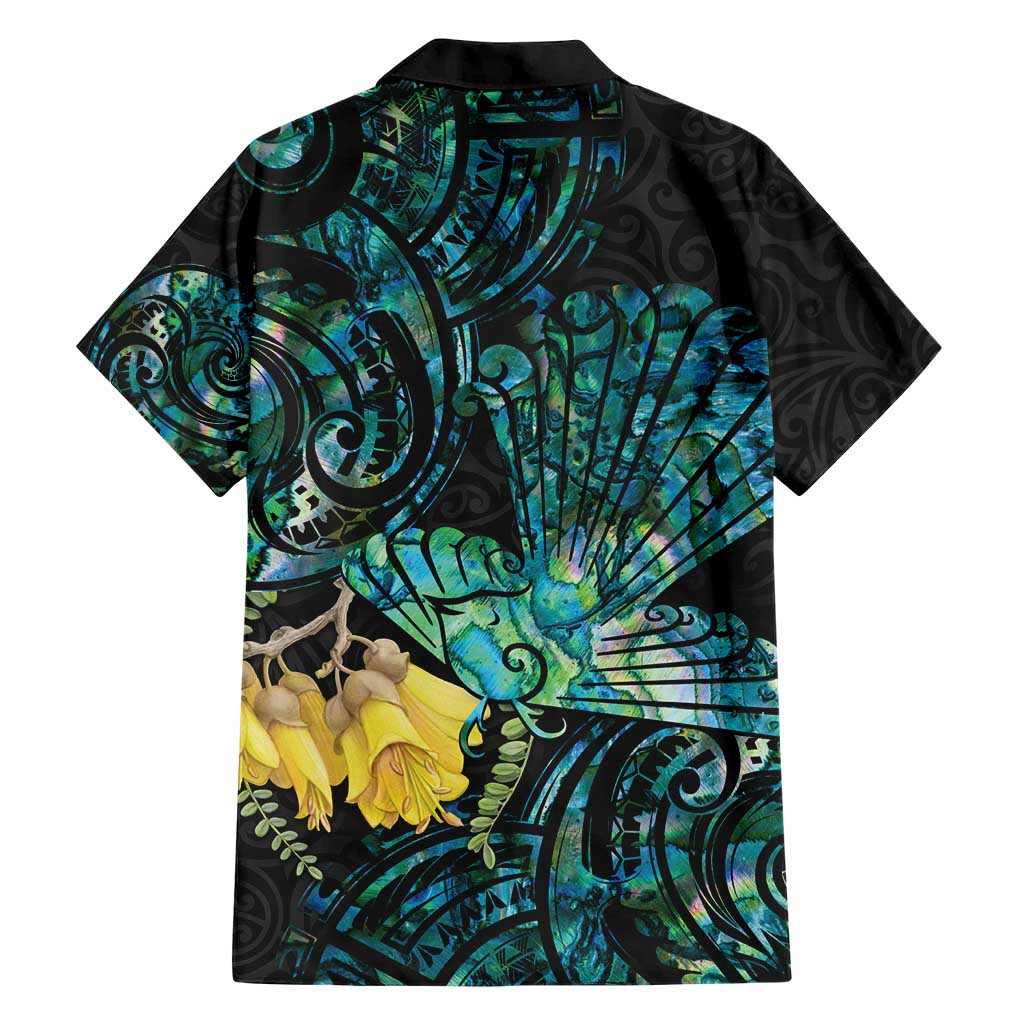 New Zealand Fantail Bird Hawaiian Shirt Maori Piwakawaka Kowhai - Paua Shell Pattern LT14 - Polynesian Pride