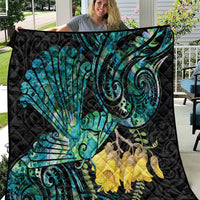 New Zealand Fantail Bird Quilt Maori Piwakawaka Kowhai - Paua Shell Pattern LT14 Green - Polynesian Pride