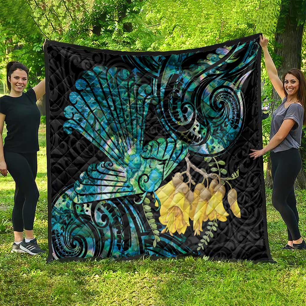 New Zealand Fantail Bird Quilt Maori Piwakawaka Kowhai - Paua Shell Pattern LT14 - Polynesian Pride