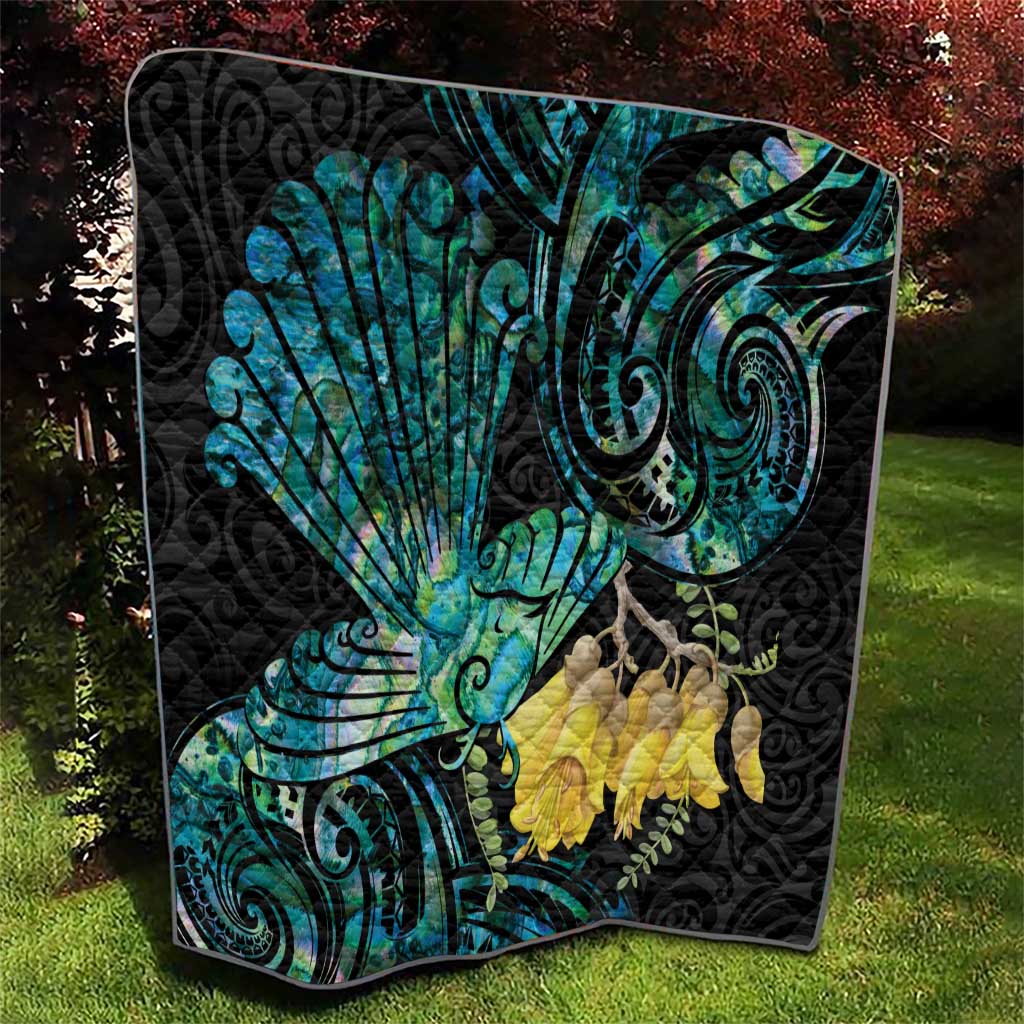 New Zealand Fantail Bird Quilt Maori Piwakawaka Kowhai - Paua Shell Pattern LT14 - Polynesian Pride