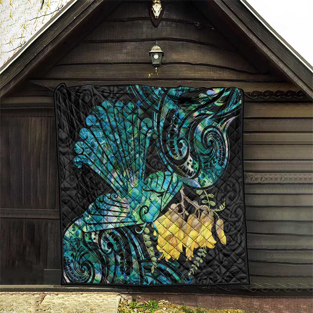 New Zealand Fantail Bird Quilt Maori Piwakawaka Kowhai - Paua Shell Pattern LT14 - Polynesian Pride